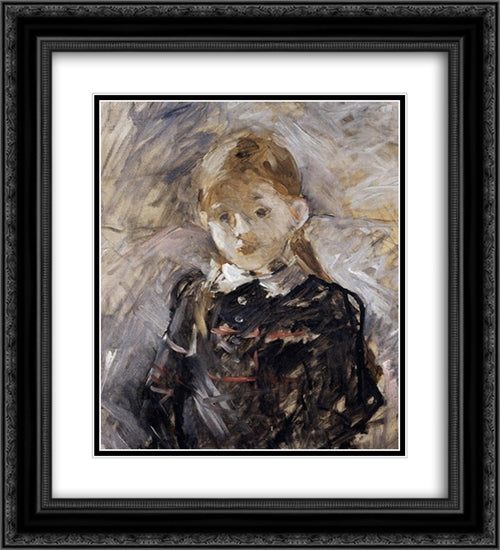 Little Girl with Blond Hair 20x22 Black Ornate Wood Framed Art Print Poster with Double Matting by Morisot, Berthe