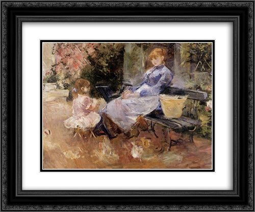 The Fable 24x20 Black Ornate Wood Framed Art Print Poster with Double Matting by Morisot, Berthe