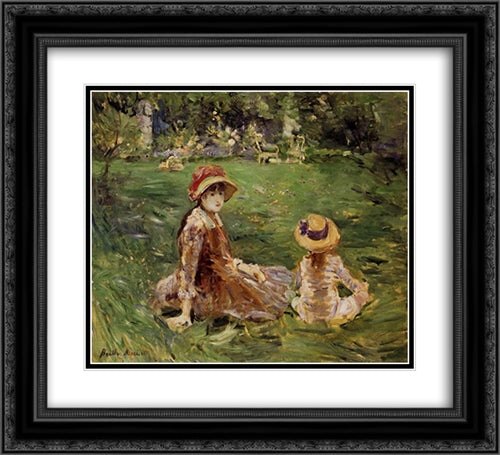 In the Garden at Maurecourt 22x20 Black Ornate Wood Framed Art Print Poster with Double Matting by Morisot, Berthe