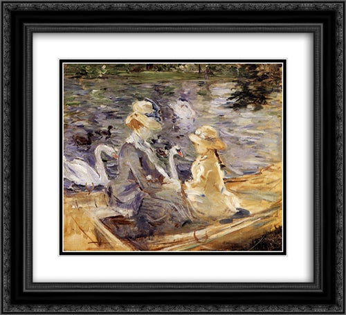 On the Lake in the Bois de Boulogne 22x20 Black Ornate Wood Framed Art Print Poster with Double Matting by Morisot, Berthe