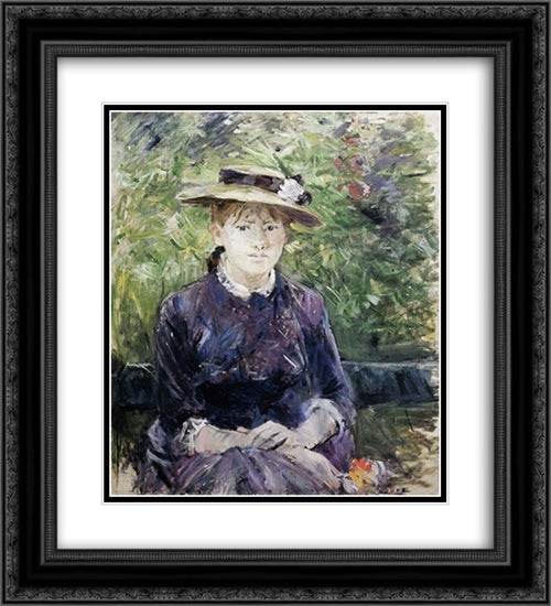 Portrait of Paule Gobillard 20x22 Black Ornate Wood Framed Art Print Poster with Double Matting by Morisot, Berthe