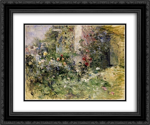 The Garden at Bougival 24x20 Black Ornate Wood Framed Art Print Poster with Double Matting by Morisot, Berthe