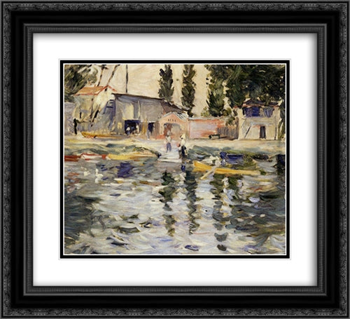 The Seine at Bougival 22x20 Black Ornate Wood Framed Art Print Poster with Double Matting by Morisot, Berthe