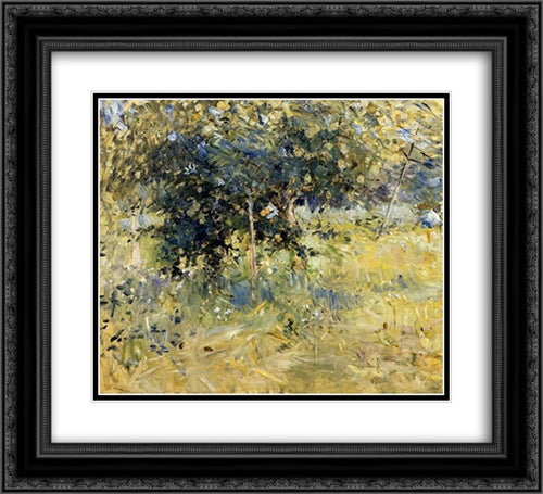 Willows in the Garden at Bougival 22x20 Black Ornate Wood Framed Art Print Poster with Double Matting by Morisot, Berthe