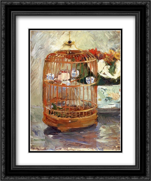 The Cage 20x24 Black Ornate Wood Framed Art Print Poster with Double Matting by Morisot, Berthe