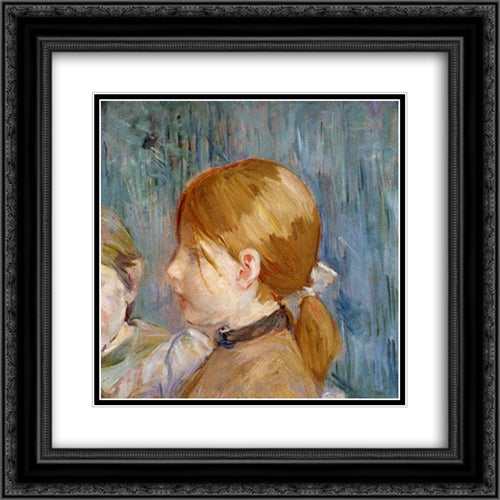 Jeannie's Head (aka Tete de Jeannie) 20x20 Black Ornate Wood Framed Art Print Poster with Double Matting by Morisot, Berthe