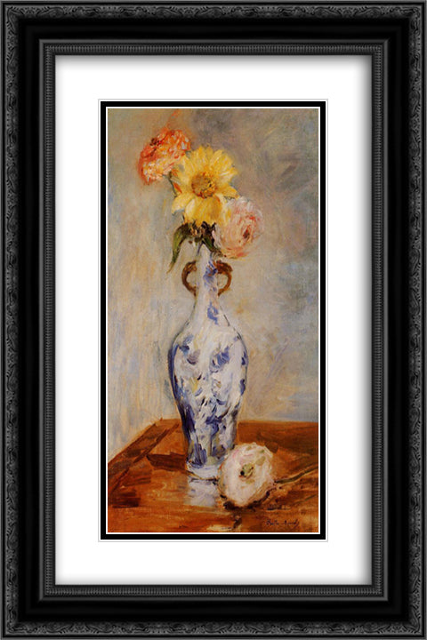 The Blue Vase 16x24 Black Ornate Wood Framed Art Print Poster with Double Matting by Morisot, Berthe