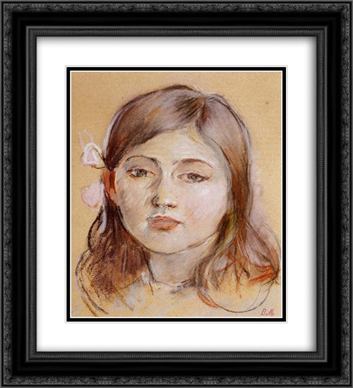 Portrait of Julie 20x22 Black Ornate Wood Framed Art Print Poster with Double Matting by Morisot, Berthe