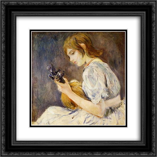 The Mandolin 20x20 Black Ornate Wood Framed Art Print Poster with Double Matting by Morisot, Berthe