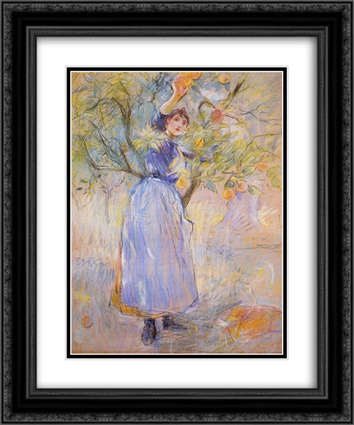 The Orange Picker 20x24 Black Ornate Wood Framed Art Print Poster with Double Matting by Morisot, Berthe