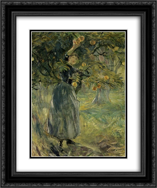 The Orange Picker 20x24 Black Ornate Wood Framed Art Print Poster with Double Matting by Morisot, Berthe