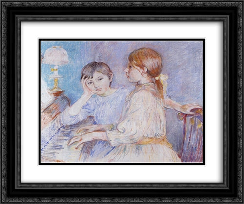 The Piano 24x20 Black Ornate Wood Framed Art Print Poster with Double Matting by Morisot, Berthe