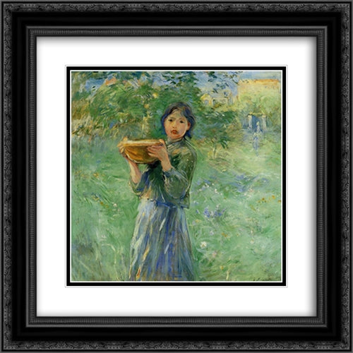 The Bowl of Milk 20x20 Black Ornate Wood Framed Art Print Poster with Double Matting by Morisot, Berthe