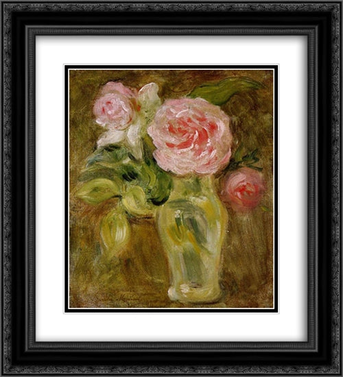 Roses 20x22 Black Ornate Wood Framed Art Print Poster with Double Matting by Morisot, Berthe