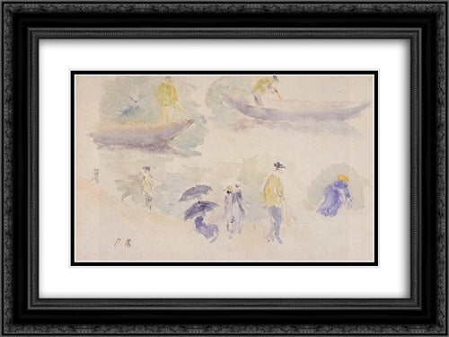 The Banks of the Seine 24x18 Black Ornate Wood Framed Art Print Poster with Double Matting by Morisot, Berthe