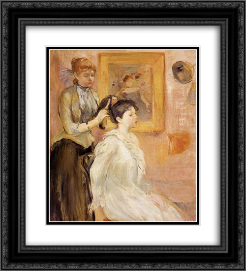 The Hairdresser 20x22 Black Ornate Wood Framed Art Print Poster with Double Matting by Morisot, Berthe
