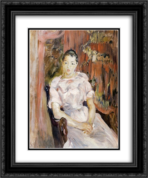 Young Girl Resting 20x24 Black Ornate Wood Framed Art Print Poster with Double Matting by Morisot, Berthe