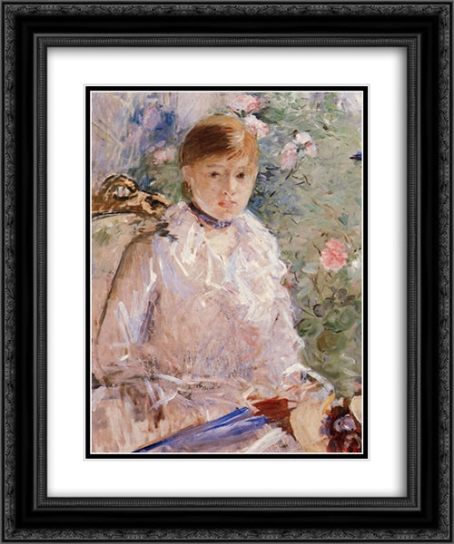 Portrait of a Young Lady 20x24 Black Ornate Wood Framed Art Print Poster with Double Matting by Morisot, Berthe
