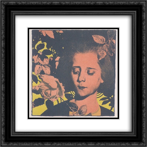 Girl in rose 20x20 Black Ornate Wood Framed Art Print Poster with Double Matting by Moser, Koloman