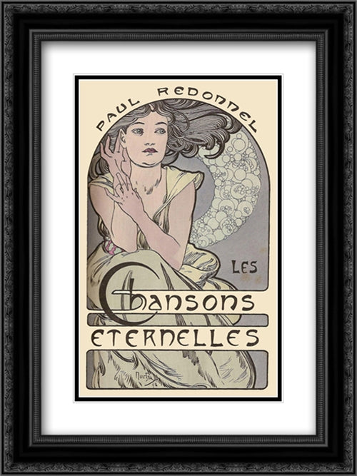 Cover for the book's timeless songs of Paul Redonnel 18x24 Black Ornate Wood Framed Art Print Poster with Double Matting by Mucha, Alphonse