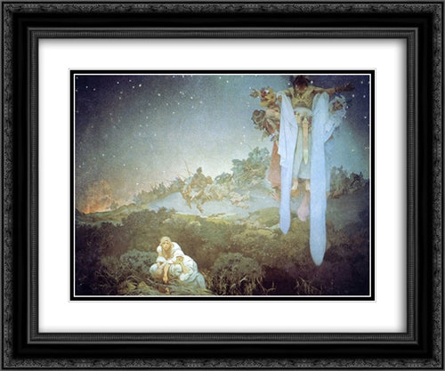 UNTITLED 24x20 Black Ornate Wood Framed Art Print Poster with Double Matting by Mucha, Alphonse