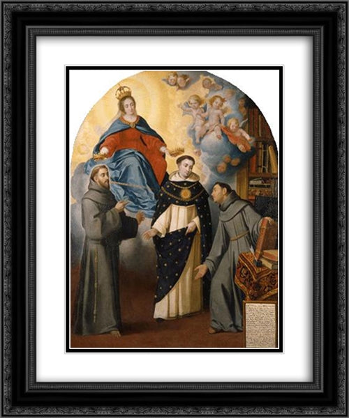 The Vision of Fray Lauterio 20x24 Black Ornate Wood Framed Art Print Poster with Double Matting by Murillo, Bartolome Esteban