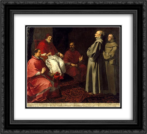 The Blessed Giles Levitating before Pope Gregory IX 22x20 Black Ornate Wood Framed Art Print Poster with Double Matting by Murillo, Bartolome Esteban