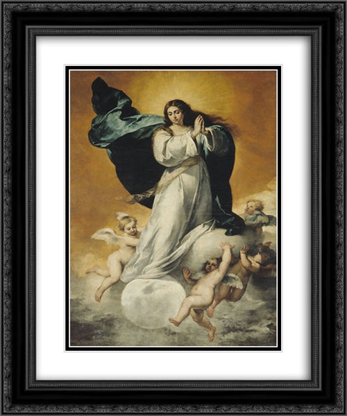 The Immaculate Conception 20x24 Black Ornate Wood Framed Art Print Poster with Double Matting by Murillo, Bartolome Esteban