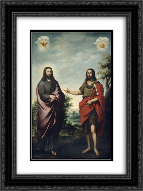 Saint John the Baptist Pointing to Christ 18x24 Black Ornate Wood Framed Art Print Poster with Double Matting by Murillo, Bartolome Esteban