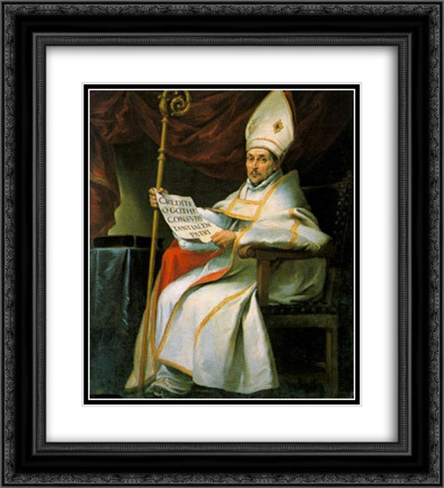 St. Isidor 20x22 Black Ornate Wood Framed Art Print Poster with Double Matting by Murillo, Bartolome Esteban