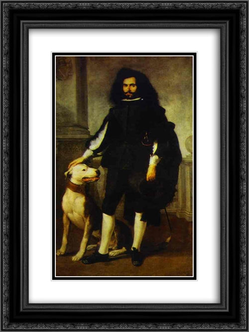 Portrait of Andres de Andrade-i-la Col 18x24 Black Ornate Wood Framed Art Print Poster with Double Matting by Murillo, Bartolome Esteban