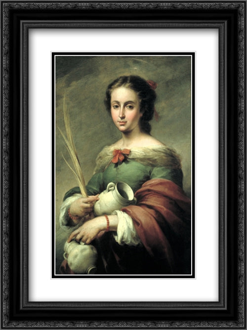 Santa Rufina 18x24 Black Ornate Wood Framed Art Print Poster with Double Matting by Murillo, Bartolome Esteban