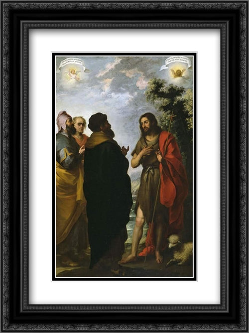 St. John the Baptist with the Scribes and Pharisees 18x24 Black Ornate Wood Framed Art Print Poster with Double Matting by Murillo, Bartolome Esteban