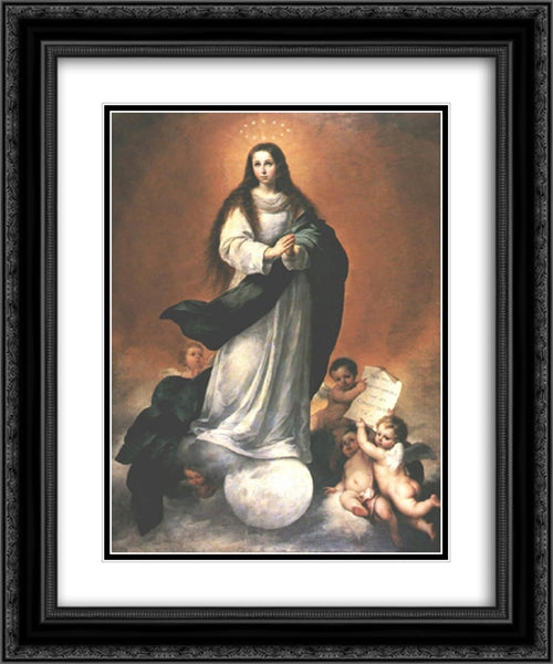 The Immaculate Conception 20x24 Black Ornate Wood Framed Art Print Poster with Double Matting by Murillo, Bartolome Esteban