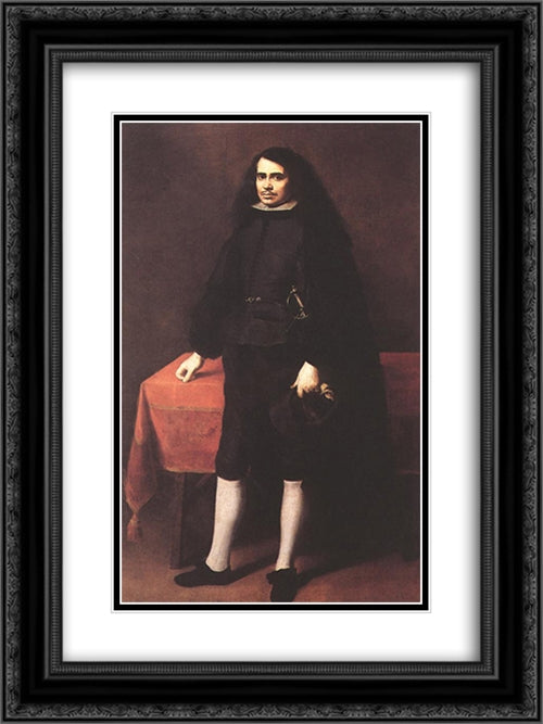 Portrait of a gentleman in a ruff collar 18x24 Black Ornate Wood Framed Art Print Poster with Double Matting by Murillo, Bartolome Esteban