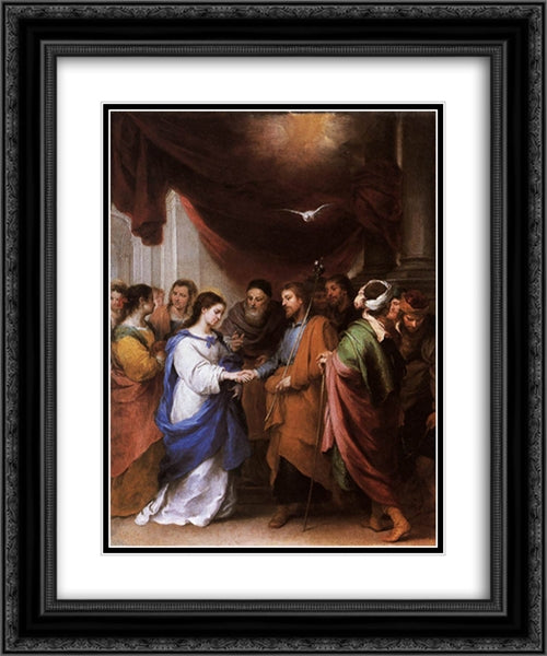 The Marriage of the Virgin 20x24 Black Ornate Wood Framed Art Print Poster with Double Matting by Murillo, Bartolome Esteban