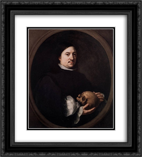 Portrait of Nicolas Omasur 20x22 Black Ornate Wood Framed Art Print Poster with Double Matting by Murillo, Bartolome Esteban