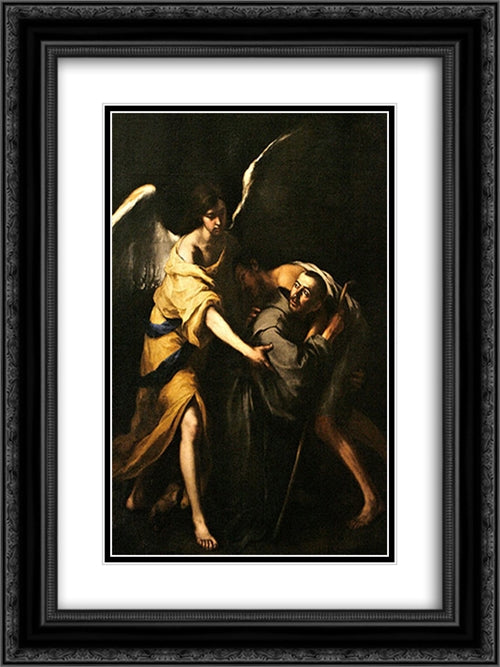 Saint John of God 18x24 Black Ornate Wood Framed Art Print Poster with Double Matting by Murillo, Bartolome Esteban