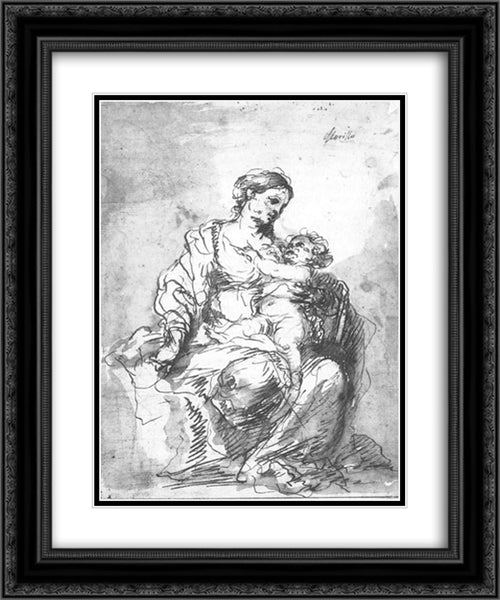 Virgin and Child 20x24 Black Ornate Wood Framed Art Print Poster with Double Matting by Murillo, Bartolome Esteban