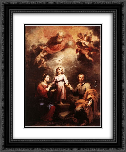 The Two Trinities 20x24 Black Ornate Wood Framed Art Print Poster with Double Matting by Murillo, Bartolome Esteban