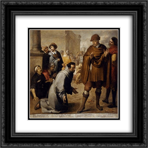 San Salvador de Horta, and inquisitor of Aragon 20x20 Black Ornate Wood Framed Art Print Poster with Double Matting by Murillo, Bartolome Esteban