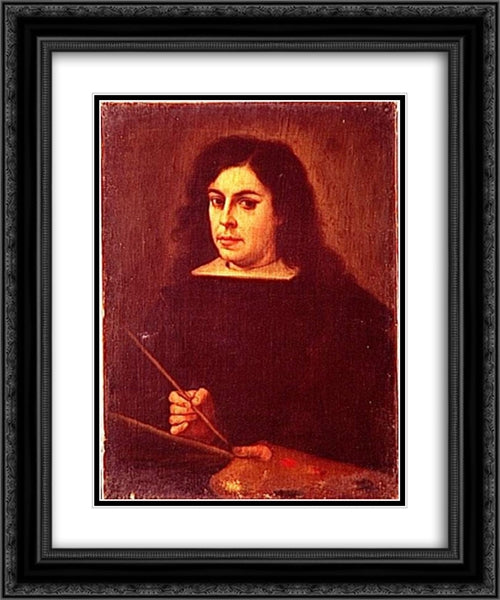 Selfportrait 20x24 Black Ornate Wood Framed Art Print Poster with Double Matting by Murillo, Bartolome Esteban