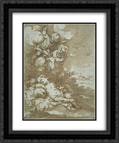 The Christ Child asleep on the Cross 20x24 Black Ornate Wood Framed Art Print Poster with Double Matting by Murillo, Bartolome Esteban