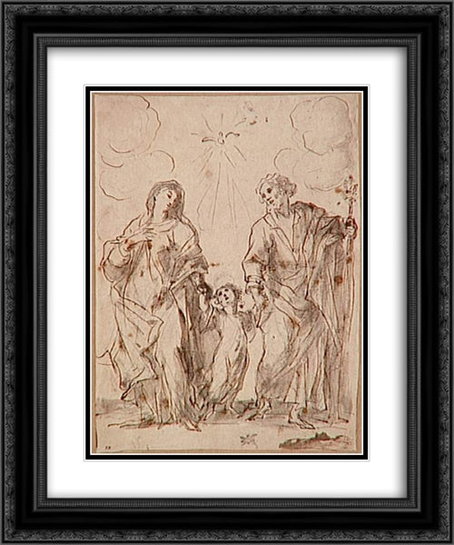 The Flight into Egypt 20x24 Black Ornate Wood Framed Art Print Poster with Double Matting by Murillo, Bartolome Esteban