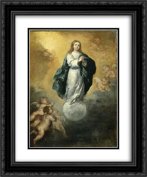 The Immaculate Conception 20x24 Black Ornate Wood Framed Art Print Poster with Double Matting by Murillo, Bartolome Esteban