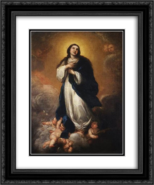 The Immaculate Conception 20x24 Black Ornate Wood Framed Art Print Poster with Double Matting by Murillo, Bartolome Esteban