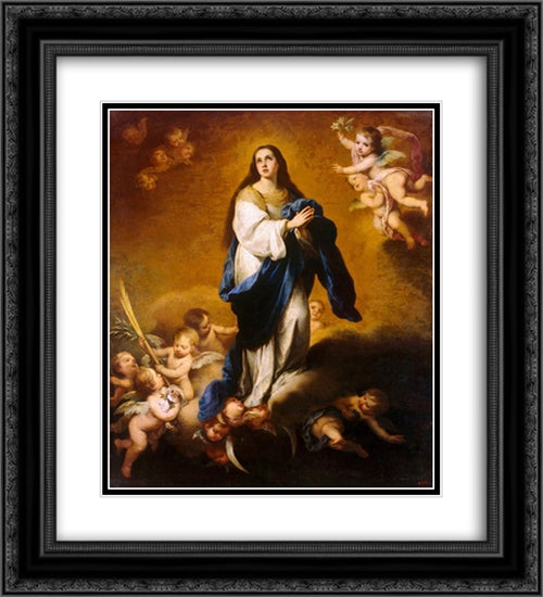 The Immaculate Conception (oil on canvas) 20x22 Black Ornate Wood Framed Art Print Poster with Double Matting by Murillo, Bartolome Esteban