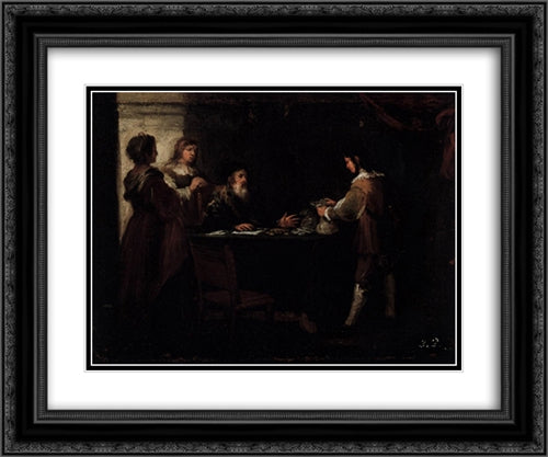 The Prodigal Son Receives His Rightful Inheritance 24x20 Black Ornate Wood Framed Art Print Poster with Double Matting by Murillo, Bartolome Esteban