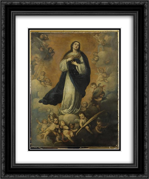 Virgin glorious 20x24 Black Ornate Wood Framed Art Print Poster with Double Matting by Murillo, Bartolome Esteban