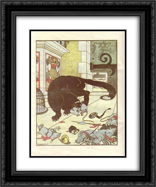 Illustration for the book 'How mice buried the cat' by Zhukovsky 20x24 Black Ornate Wood Framed Art Print Poster with Double Matting by Narbut, Heorhiy